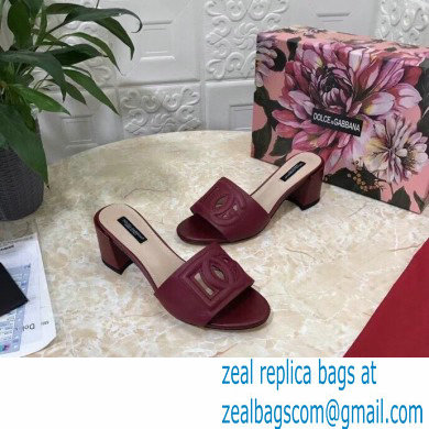 Dolce  &  Gabbana Heel 6.5cm Calfskin Mules Burgundy With DG Millennials Logo 2021